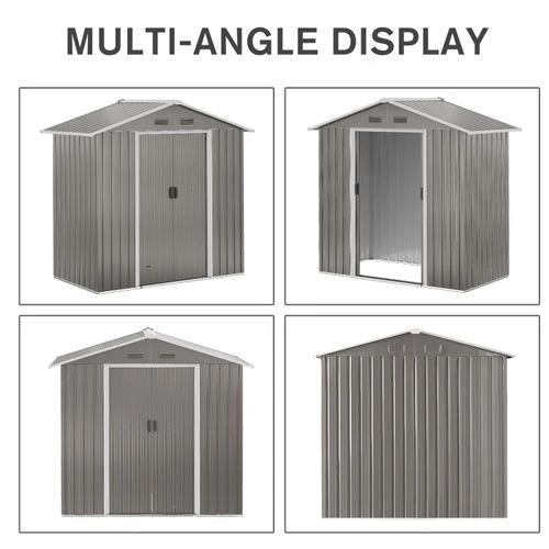 Outsunny 6.5x3.5ft Metal Garden Shed for Garden and Outdoor Storage, Grey by Outsunny