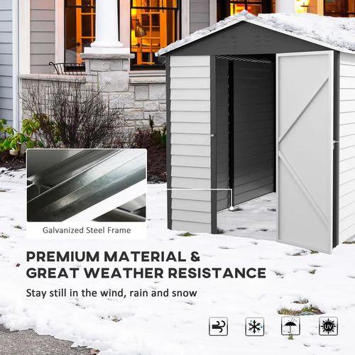 Outsunny Outsunny 9'x6' Galvanised Metal Garden Shed Tool Storage Shed for Patio Grey - Garden Shed