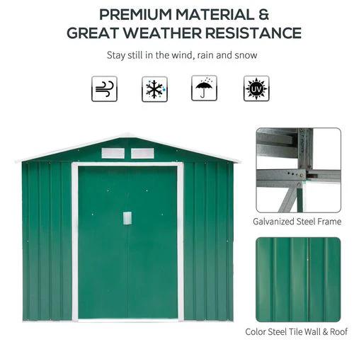 Outsunny Outsunny Garden Shed Storage Unit w/Locking Door Floor Foundation Vent Green - Garden Shed
