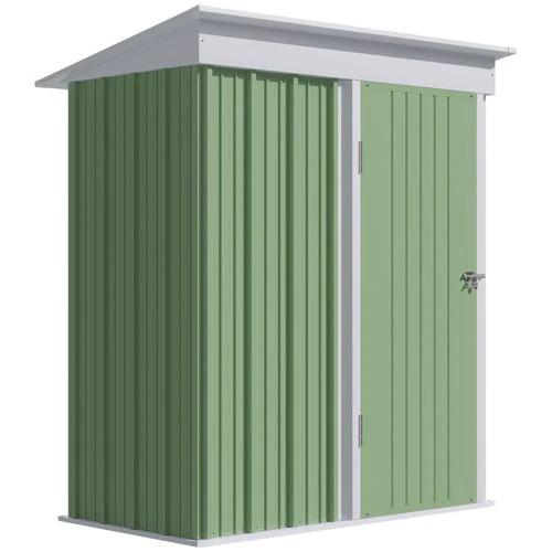 Outsunny Outsunny Steel Garden Shed, Small Lean-to Shed for Bike Tool, 5x3 ft, Green - Garden Shed