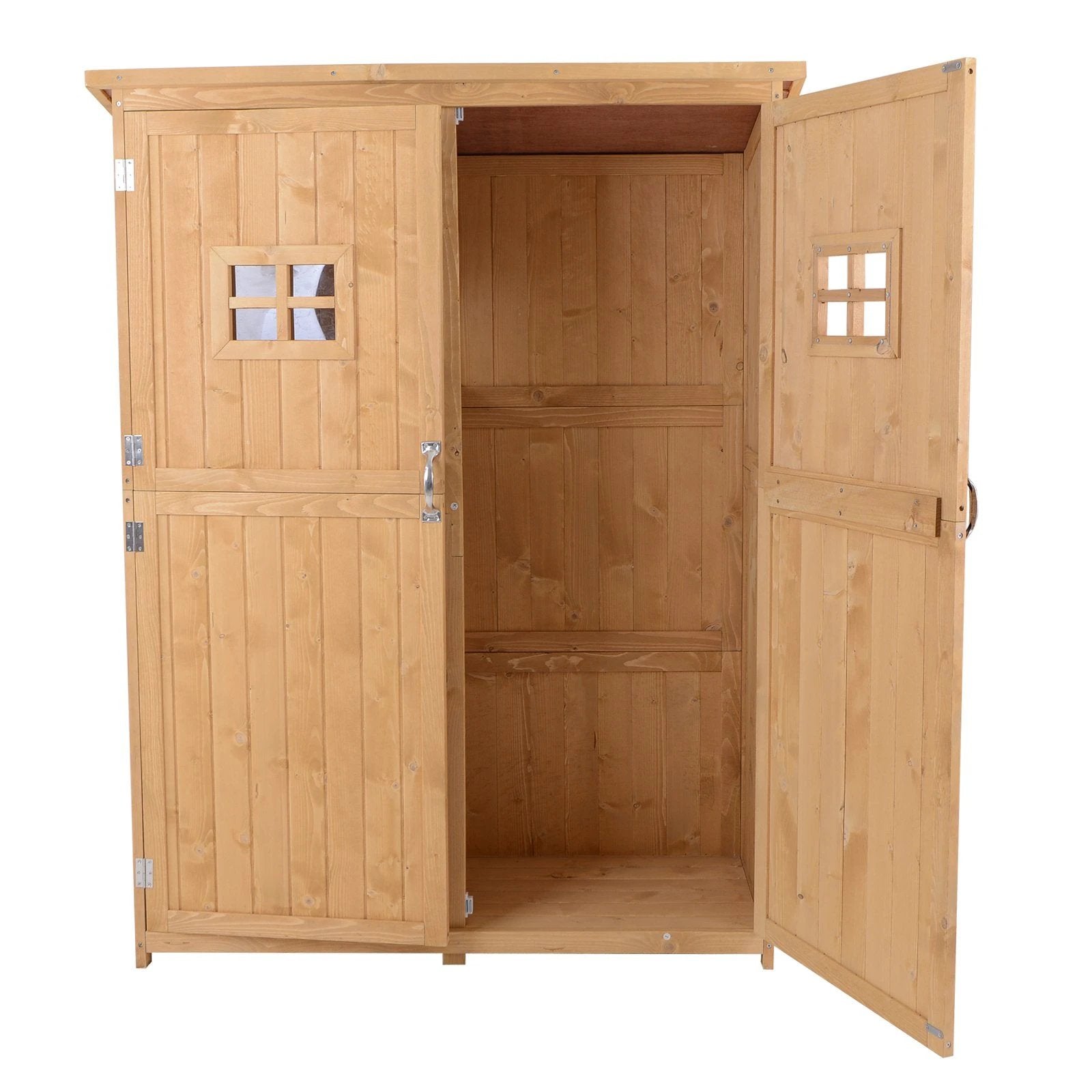 Outsunny Garden Shed W/Double Door, Pine Wood, 127.5Lx50Wx164H cm - Uncategorized Garden Shed