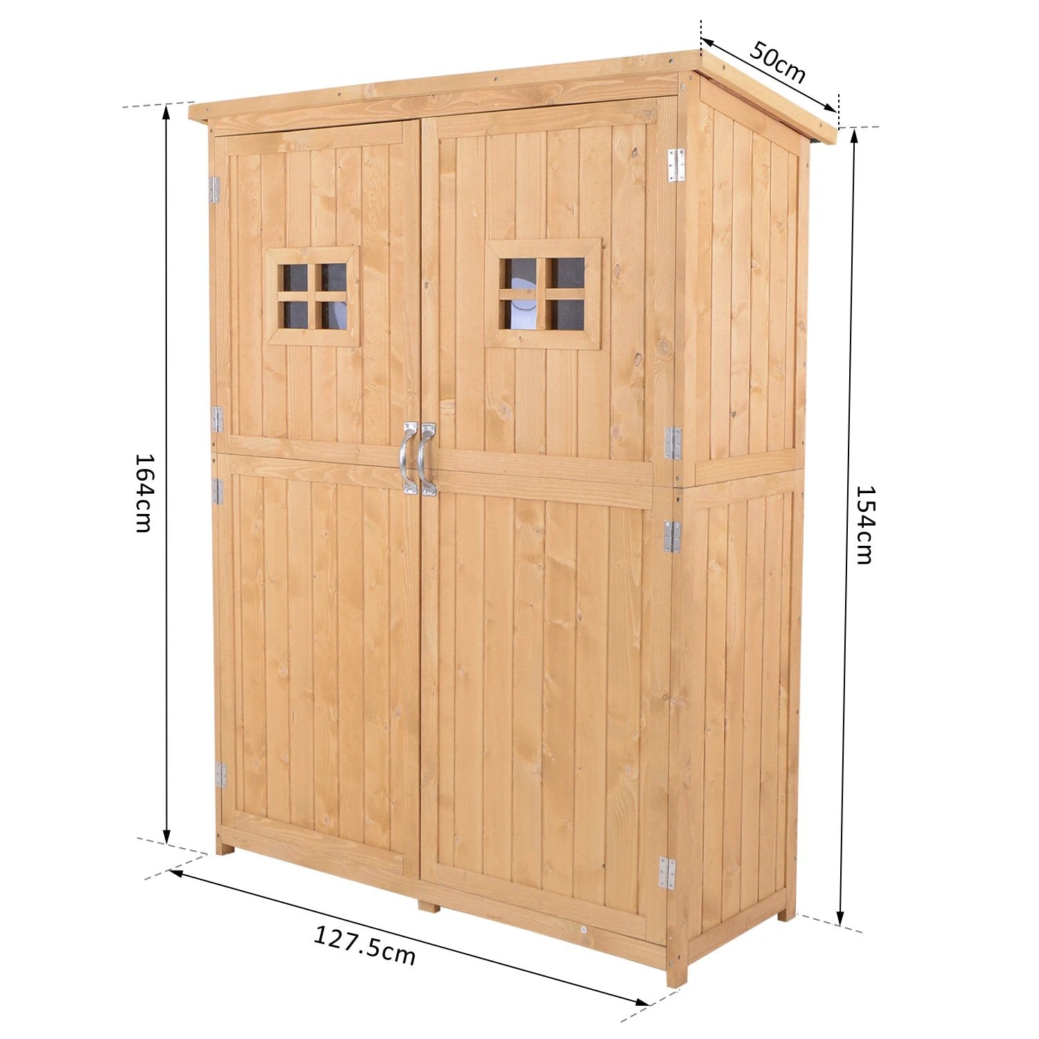 Outsunny Garden Shed W/Double Door, Pine Wood, 127.5Lx50Wx164H cm - Uncategorized Garden Shed