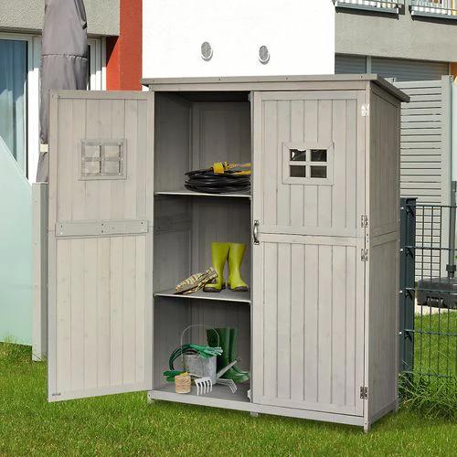 Outsunny Garden Shed W/Double Door, Pine Wood, 127.5Lx50Wx164H cm - Uncategorized Garden Shed