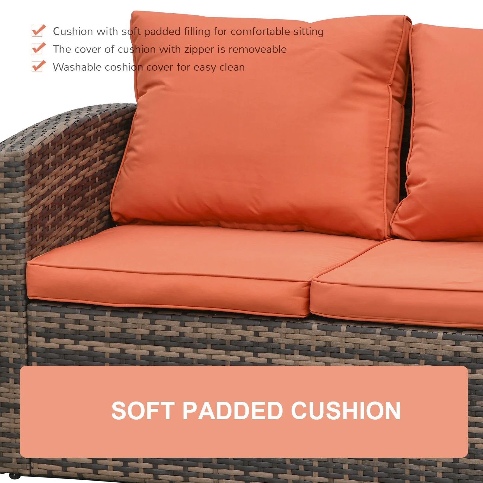 Outsunny 6 Pcs Rattan Wicker Sofa Set Sectional & Storage Table & Cushion Mixed Brown - Garden Sofa Sets