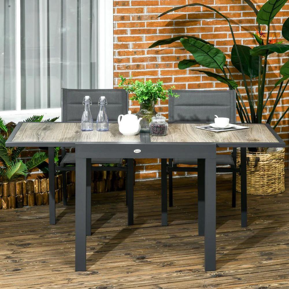 Outsunny Extendable Outdoor Dining Table, Aluminium Rectangular Patio Table by Outsunny