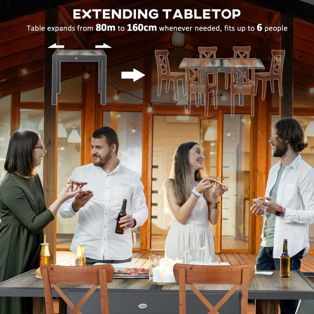 Outsunny Extendable Outdoor Dining Table, Aluminium Rectangular Patio Table by Outsunny