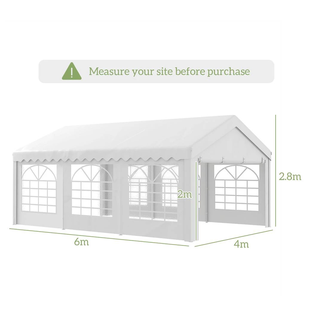 Outsunny Gazebo Marquee Party Tent, Steel Frame-White - Gazebos