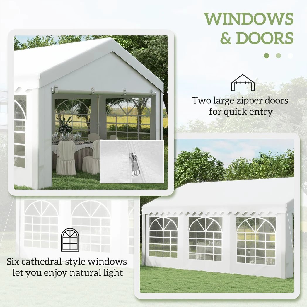 Outsunny Gazebo Marquee Party Tent, Steel Frame-White - Gazebos