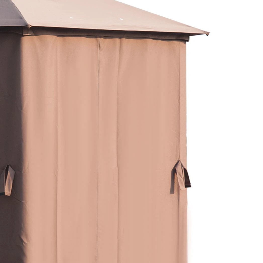 Outsunny Hexagon Gazebo Patio Party Tent Outdoor Garden Shelter 2 Tier Roof & Side Panel - Gazebos