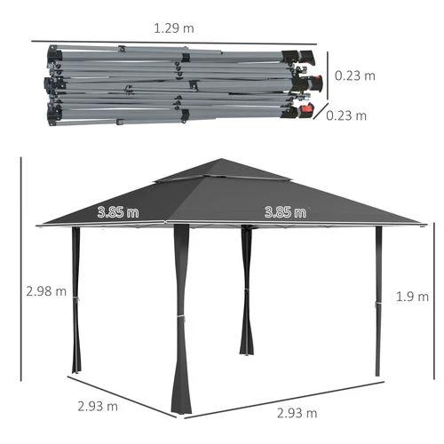 Outsunny 4 x 4m Outdoor Pop-Up Canopy Tent Gazebo Adjustable Legs Bag Dark Grey by Outsunny