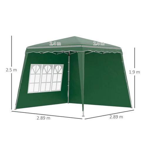 Outsunny 2.4 x 2.4m UV50+ Pop Up Gazebo Canopy Tent with Carry Bag, Green - Gazebos