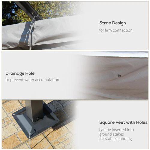 3.5M X 3.5M Metal Pergola Gazebo Awning Retractable Canopy Grey Steel , by Outsunny