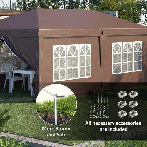 3 x 6m Pop Up Gazebo Height Adjustable Party Tent w/ Storage Bag Black by Outsunny