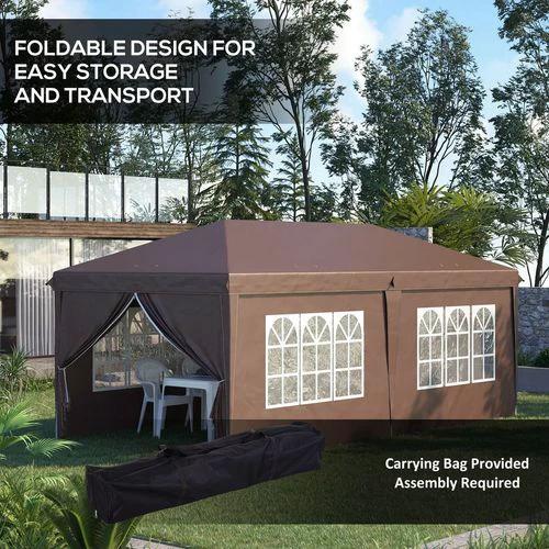 3 x 6m Pop Up Gazebo Height Adjustable Party Tent w/ Storage Bag Black by Outsunny