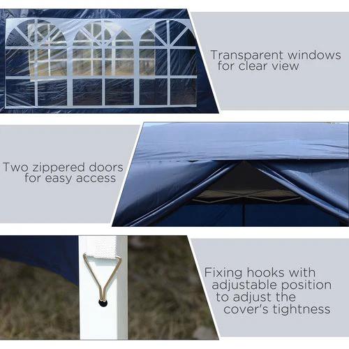 Outsunny 3mx3m Pop Up Gazebo Party Tent Canopy Marquee with Storage Bag Blue - Gazebos