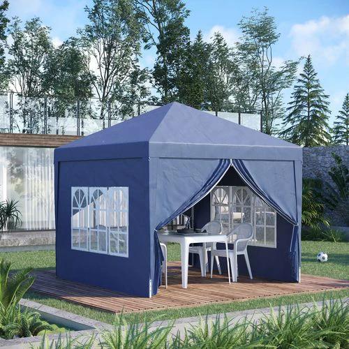 Outsunny 3mx3m Pop Up Gazebo Party Tent Canopy Marquee with Storage Bag Blue - Gazebos
