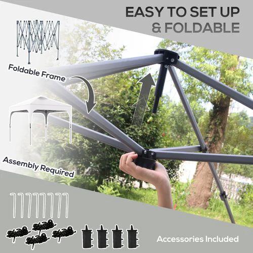 3x3M Pop Up Gazebo, Carry Bag 4 Leg Weight Bags White by Outsunny