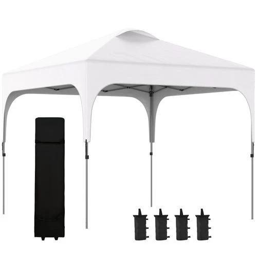 3x3M Pop Up Gazebo, Carry Bag 4 Leg Weight Bags White by Outsunny