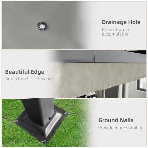 4 x 3m Aluminum Pergola Gazebo Retractable Roof CanopyCream White by Outsunny
