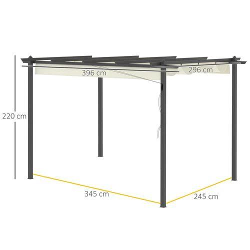 4 x 3m Aluminum Pergola Gazebo Retractable Roof CanopyCream White by Outsunny