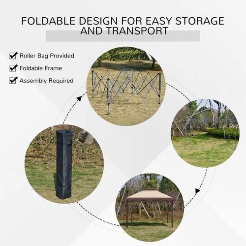 4 x 4m Outdoor Pop-Up Canopy Tent Gazebo Adjustable Legs Bag Coffee by Outsunny