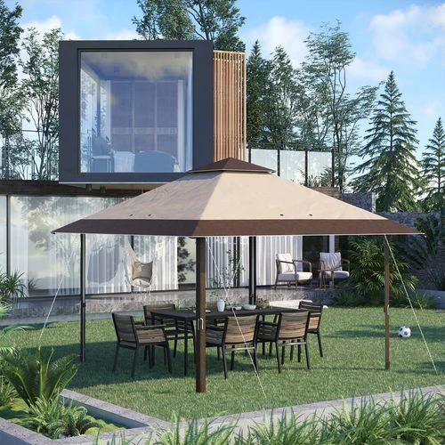 Outsunny 4 x 4m Outdoor Pop-Up Canopy Tent Gazebo Adjustable Legs Bag Coffee - Gazebos