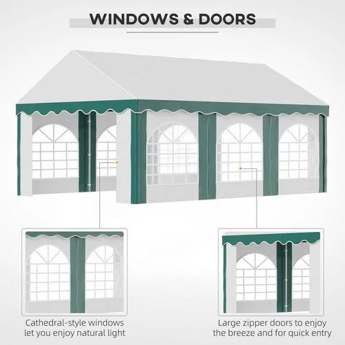 6 x 4m Marquee Gazebo, Party Tent with Double Doors for Wedding and Events by Outsunny