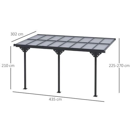 Outdoor Patio Gazebo Pergola, Aluminum Post, 4.35x3m Mounted on the Wall Roof by Outsunny