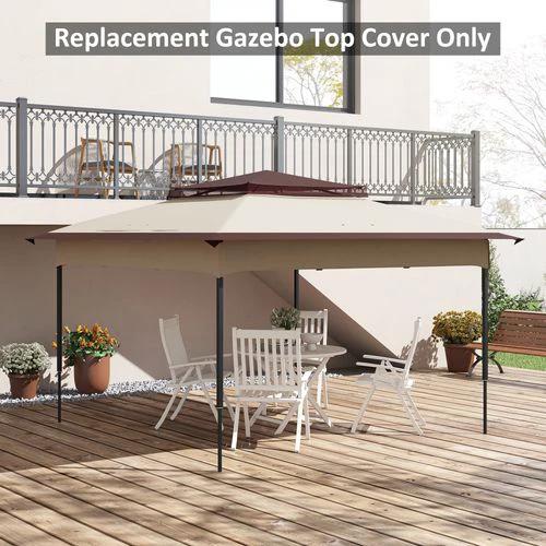 Outsunny Outsunny 3.25mx3.25m 2-Tier Gazebo Cover Replacement, 30+ UV Protection, Beige - Gazebos