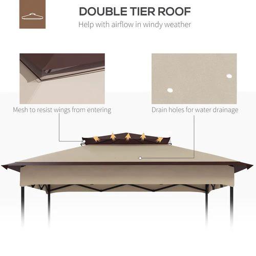 Outsunny Outsunny 3.25mx3.25m 2-Tier Gazebo Cover Replacement, 30+ UV Protection, Beige - Gazebos