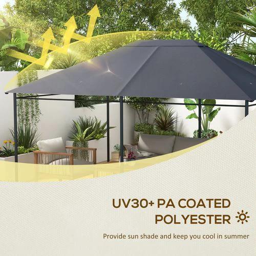 Outsunny Outsunny 3 x 4m Gazebo Canopy Replacement Gazebo Roof Cover, Dark Grey - Gazebos