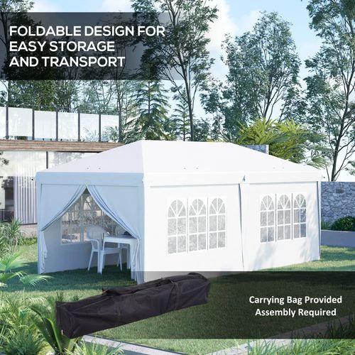 Outsunny Outsunny 3 x 6m Pop Up Gazebo Height Adjustable Party Tent w/ Storage Bag Black - Gazebos