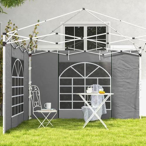 Outsunny Outsunny 3x3(m) or 3x6m Pop Up Gazebo Side Panels Replacement, 2 Pack, Grey - Gazebos