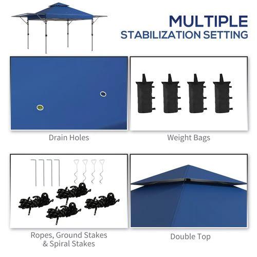 Outsunny Outsunny 5 x 3(m) Pop Up Gazebo, Instant Shelter with Extend Dual Awning, Blue - Gazebos