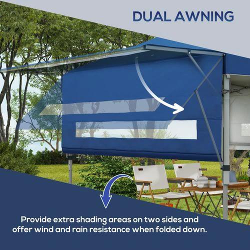 Outsunny Outsunny 5 x 3(m) Pop Up Gazebo, Instant Shelter with Extend Dual Awning, Blue - Gazebos