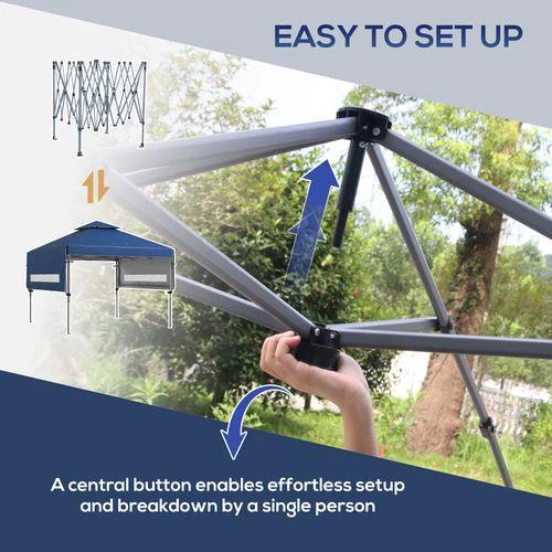 Outsunny Outsunny 5 x 3(m) Pop Up Gazebo, Instant Shelter with Extend Dual Awning, Blue - Gazebos