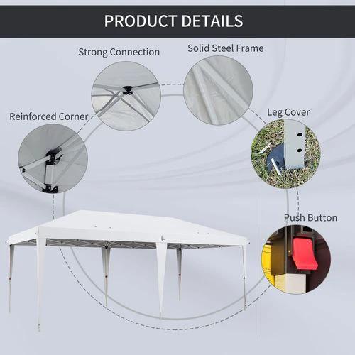 Outsunny 6 x 3(m) Pop Up Gazebo Patio Party Event Heavy Duty Canopy White by Outsunny