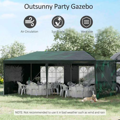 Outsunny 6m x 3m Garden Gazebo Marquee Canopy Party Tent Canopy Patio Green by Outsunny