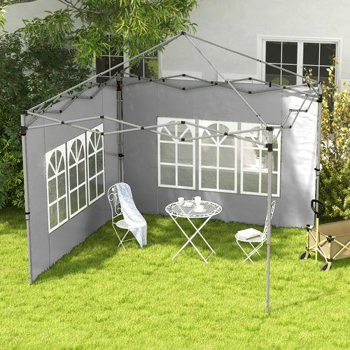 Outsunny Outsunny Gazebo Side Panels for 3x3(m) or 3x4m Pop Up Gazebo, 2 Pack, Grey - Gazebos