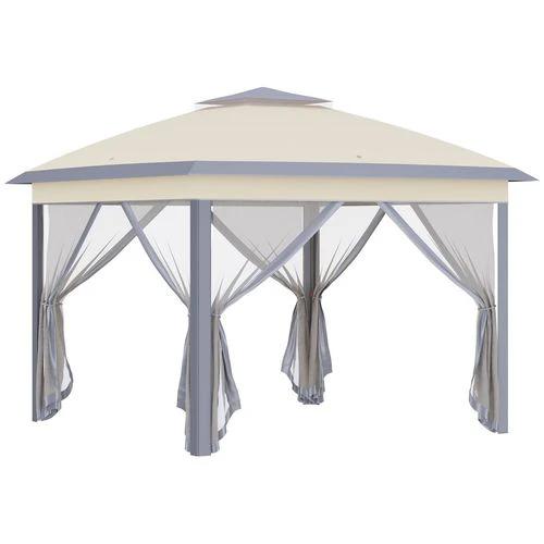 Outsunny Pop Up Gazebo Height Adjustable Canopy Tent w/ Carrying Bag, Beige - Gazebos