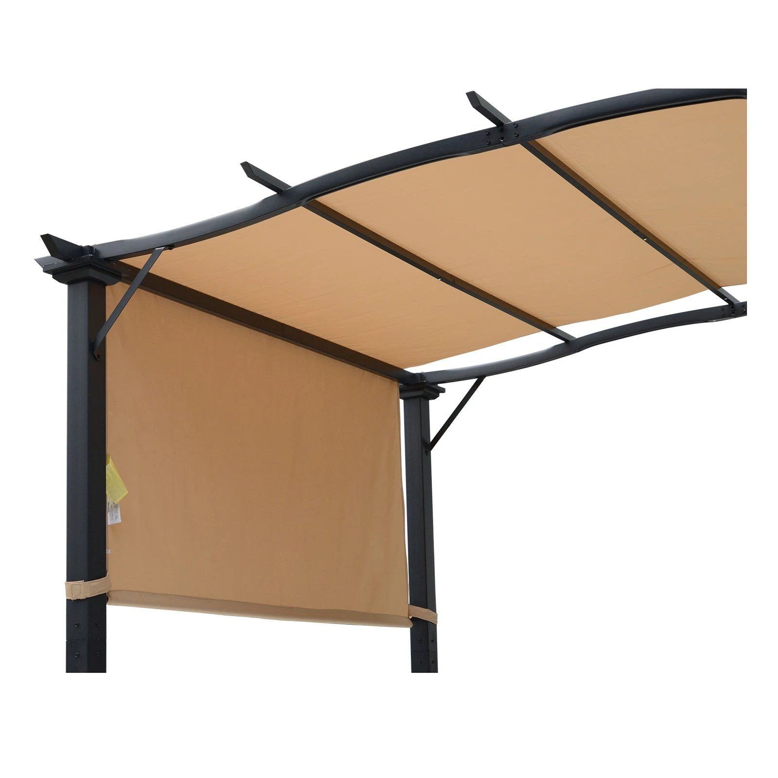 Outsunny Retractable Pergola Garden Gazebo 3x2.45x2.3m, Khaki - Uncategorized Gazebos