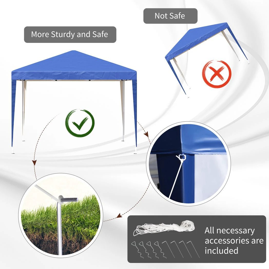 Outsunny 3x3m Garden Pop Up Gazebo Marquee Party Tent Wedding Canopy UV Protection - Gazebos