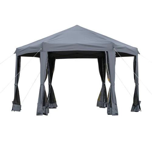 3.2m Pop Up Gazebo Hexagonal Tent Sun Protection with Mesh Sidewalls, Handy Bag by Outsunny