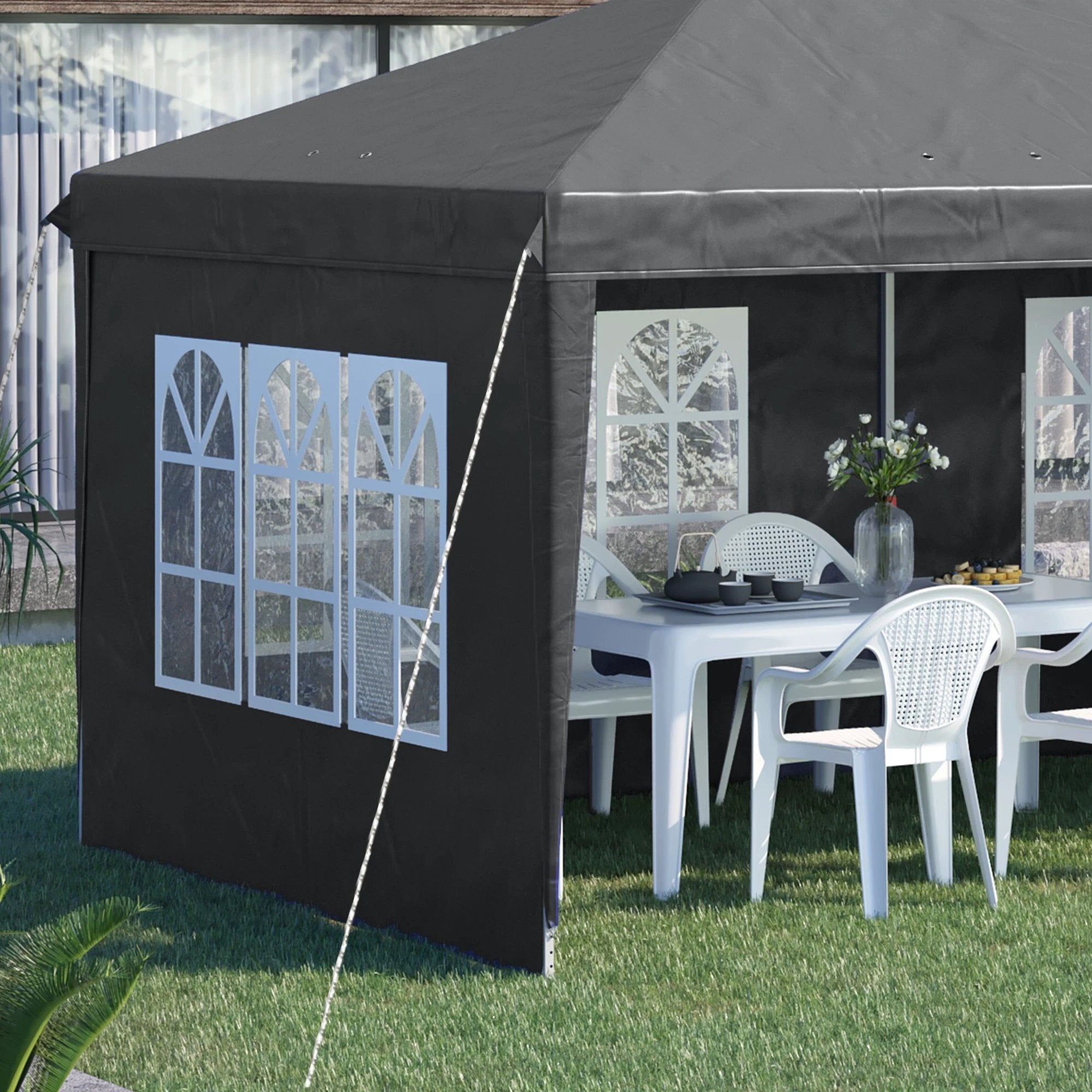 Outsunny Outsunny 3 x 6m Heavy Duty Gazebo Marquee Party Tent with Storage Bag Grey - Gazebos