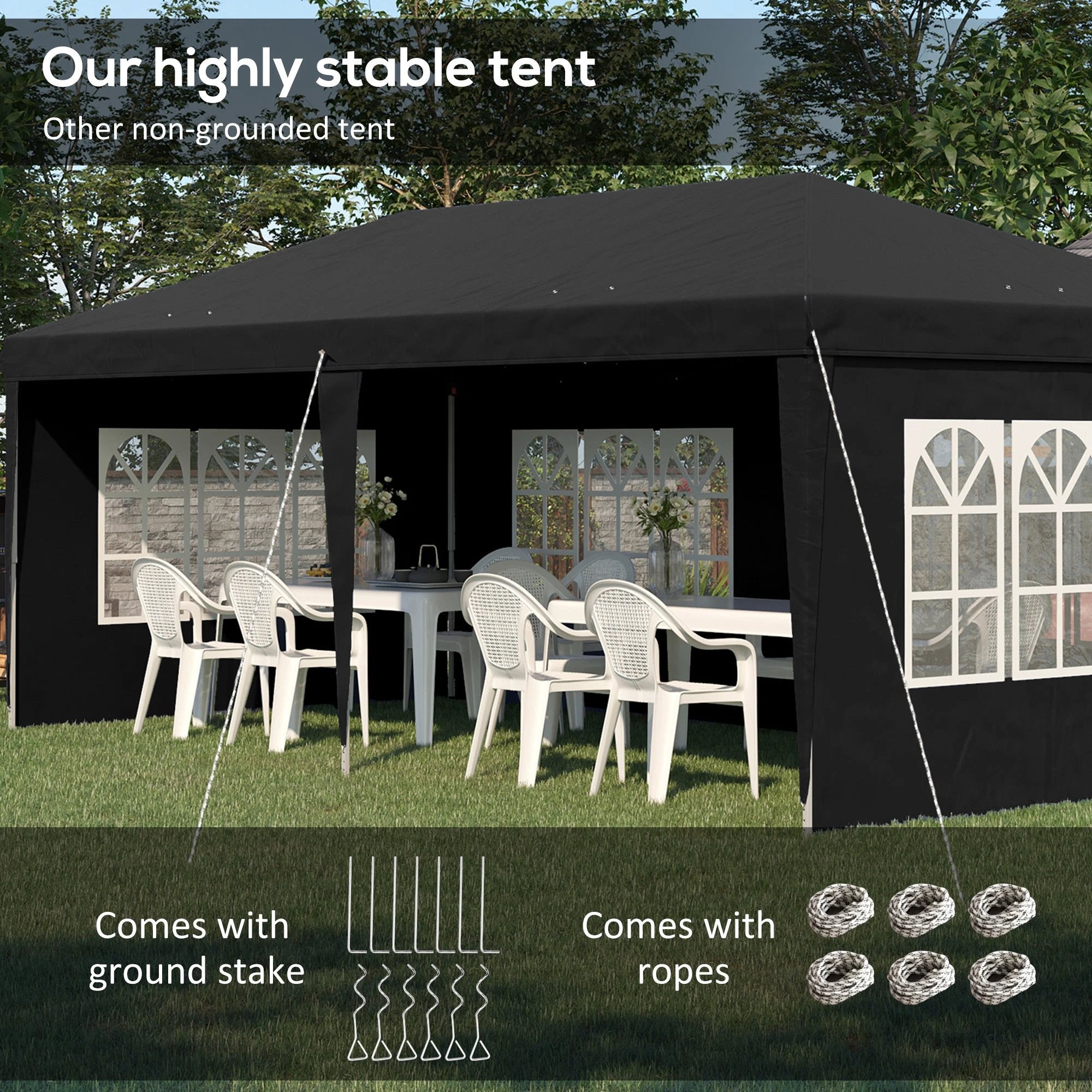 Outsunny Outsunny 3 x 6m Heavy Duty Gazebo Marquee Party Tent with Storage Bag Grey - Gazebos