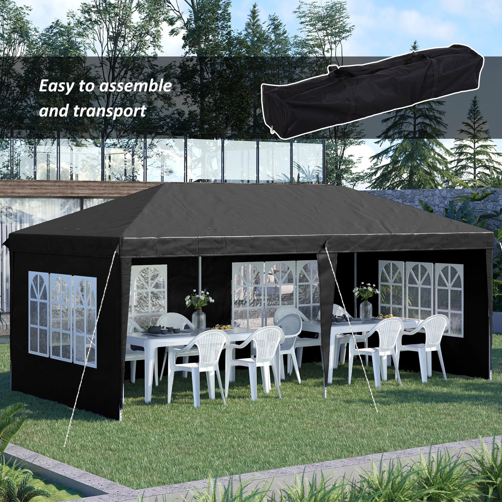 Outsunny Outsunny 3 x 6m Heavy Duty Gazebo Marquee Party Tent with Storage Bag Grey - Gazebos