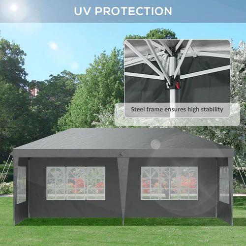 Outsunny 3 x 6m Heavy Duty Gazebo Marquee Party Tent with Storage Bag Grey by Outsunny
