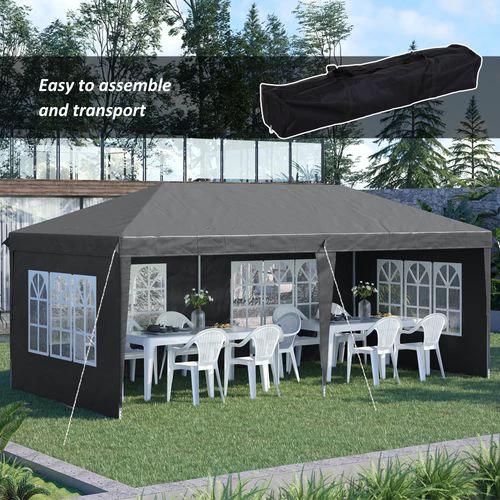 Outsunny 3 x 6m Heavy Duty Gazebo Marquee Party Tent with Storage Bag Grey by Outsunny