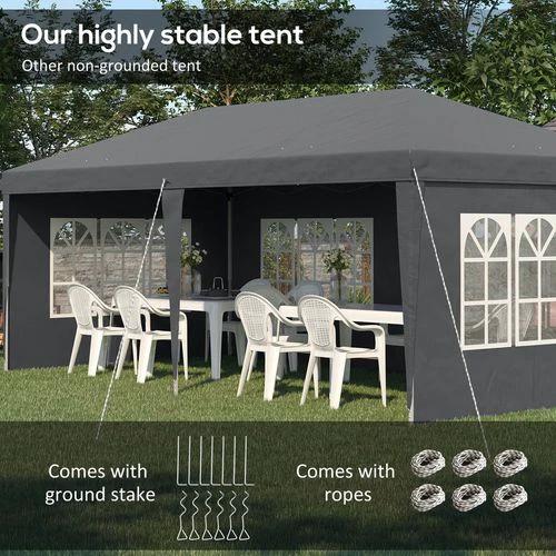 Outsunny 3 x 6m Heavy Duty Gazebo Marquee Party Tent with Storage Bag Grey by Outsunny