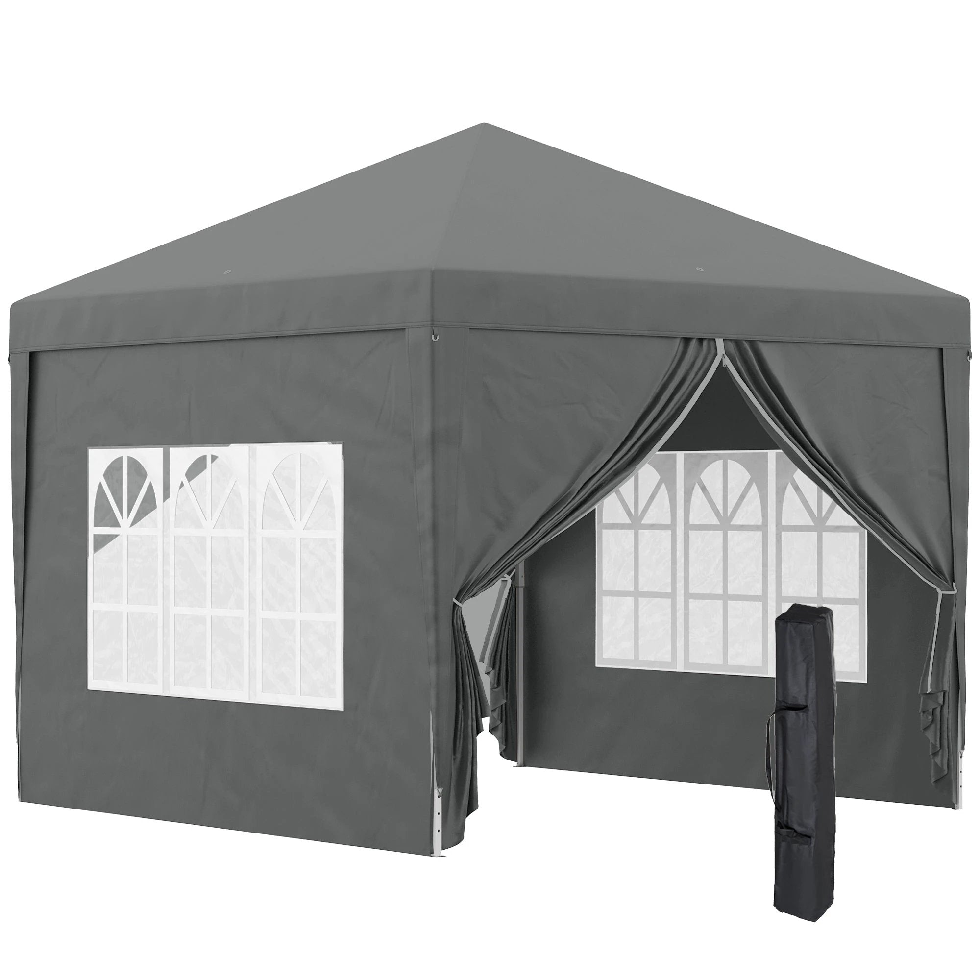 Outsunny Outsunny 3mx3m Pop Up Gazebo Party Tent Canopy Marquee with Storage Bag Grey - Gazebos